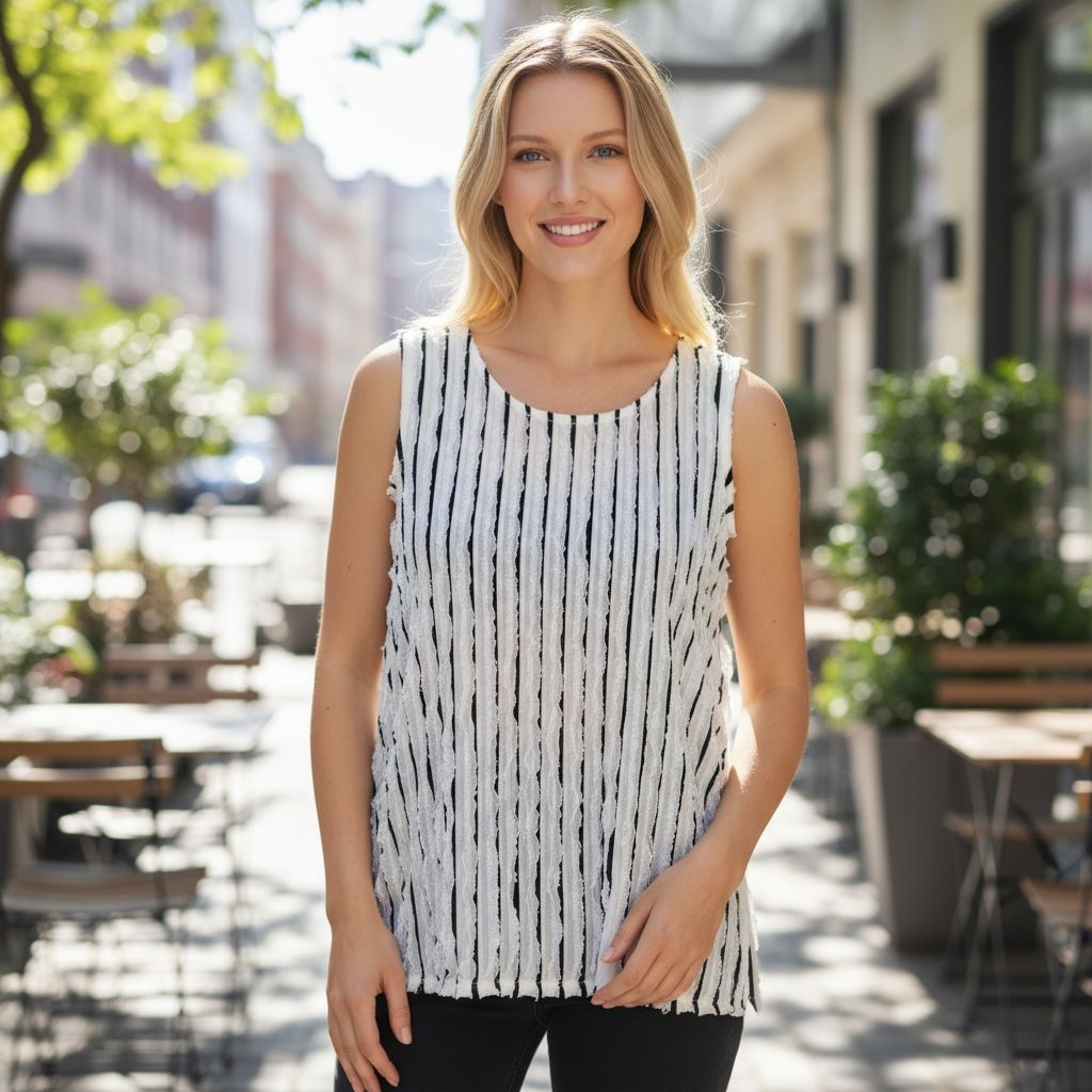 Cocomo Stylish Black And White Women's Ruffled Top Nwot